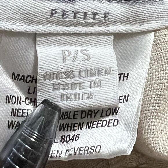 Charter Club Pants Womens Petite Small Beige Linen Drawstring Elastic Waist - Picture 5 of 12